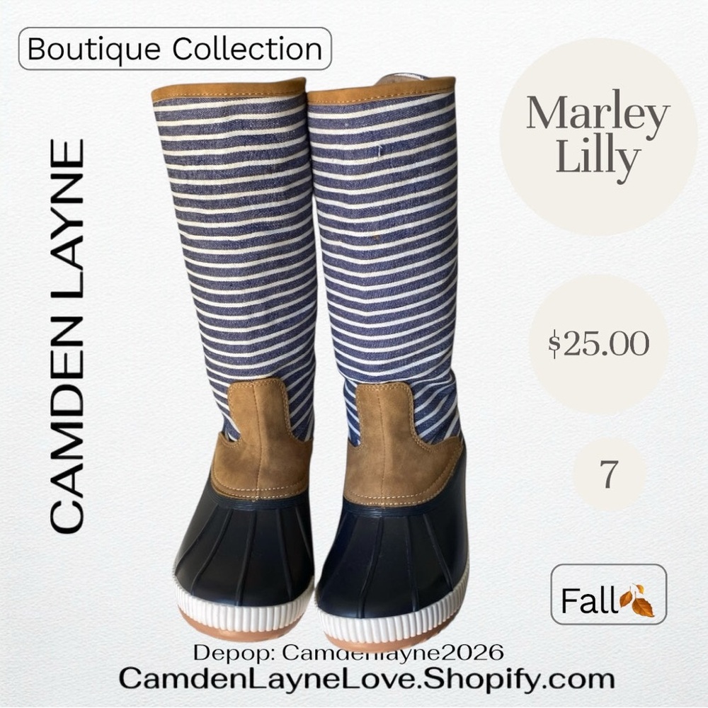Marley Lilly’s Women's Blue and Tan Winter Boots - Picture 2 of 5